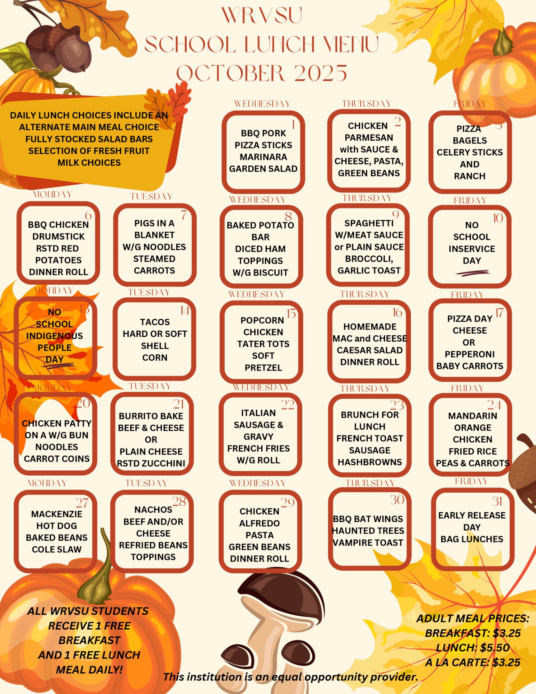 October menu